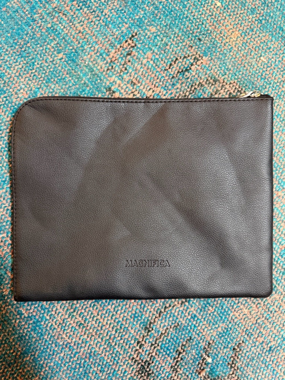 Salvatore Ferragamo Black Pebble Leather Zip Pouch